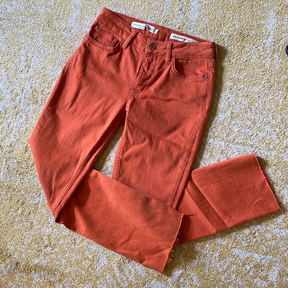 Anthropologie Pilcro High Rise Bootcut Sz 25 cropped 5 Pocket Jeans Pants